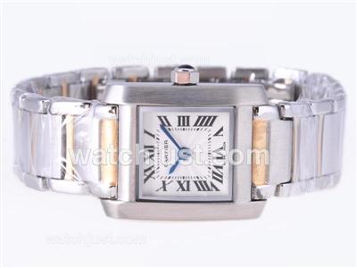 Cartier Tank Two Tone with White Dial-Lady Size