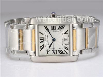 Cartier Tank Two Tone with White Dial
