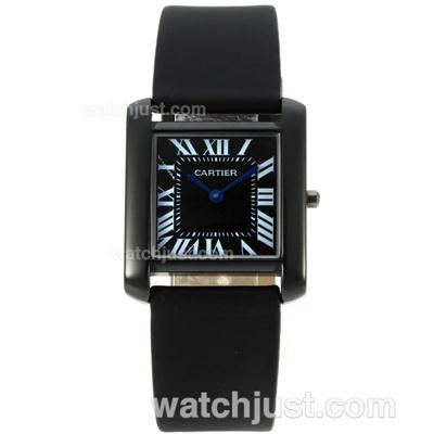 Cartier Tank With Black PVD Case-Lady Size