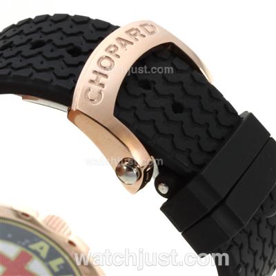 Chopard Alfa Romeo Working Chronograph Rose Gold Case with Black Dial-Rubber Strap