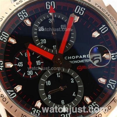 Chopard Alfa Romeo Working Chronograph Rose Gold Case with Black Dial-Rubber Strap