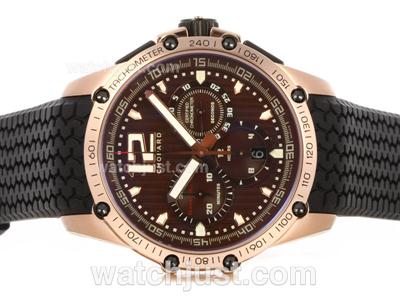 Chopard Classis Racing Swiss Valjoux 7750 Movement Rose Gold Case with Brown Dial-Rubber Strap