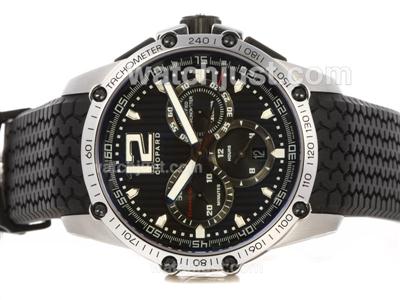 Chopard Classis Racing Swiss Valjoux 7750 Movement with Black Dial-Rubber Strap