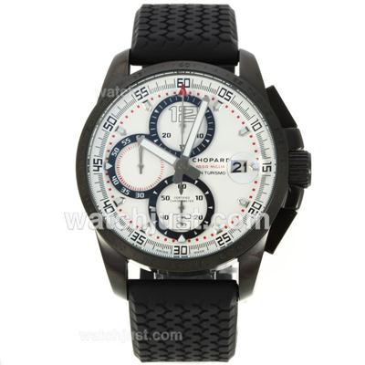 Chopard Gran Turismo XL Alfa Romeo Working Chronograph PVD Case with White Dial-Rubber Strap