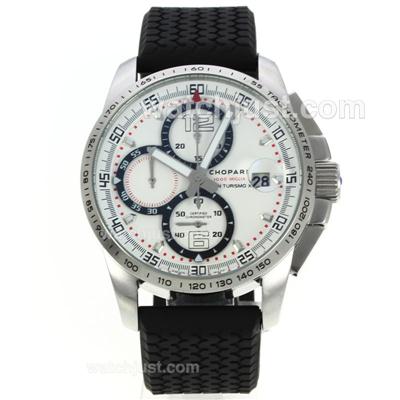 Chopard Gran Turismo XL Alfa Romeo Working Chronograph with White Dial-Rubber Strap