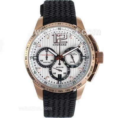 Chopard Gran Turismo XL Miglia Working Chronograph Rose Gold Case with White Dial-Lady Size