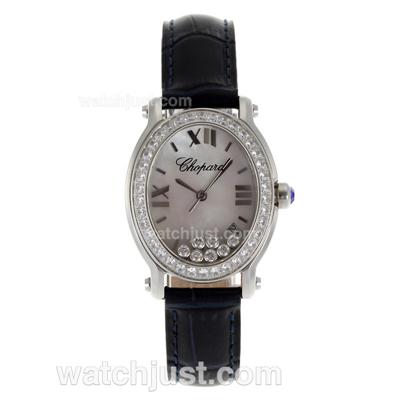 Chopard Happy Diamonds Diamond Bezel with MOP Dial-Blue Leather Strap