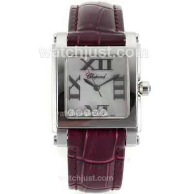 Chopard Happy Diamonds Roman Markers with MOP Dial-Purple Leather Strap