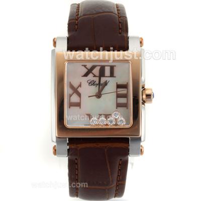 Chopard Happy Diamonds Two Tone Roman Markers with MOP Dial-Brown Leather Strap