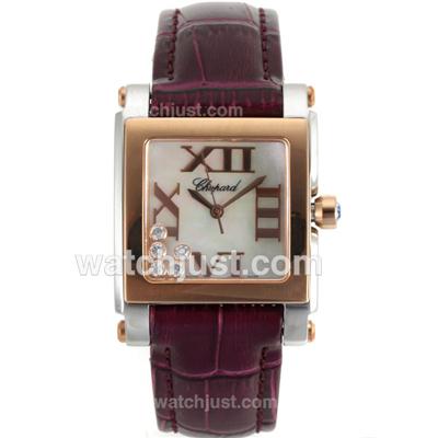 Chopard Happy Diamonds Two Tone Roman Markers with MOP Dial-Purple Leather Strap