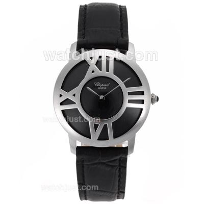 Chopard Happy Sport Black Dial with Leather Strap-Lady Size
