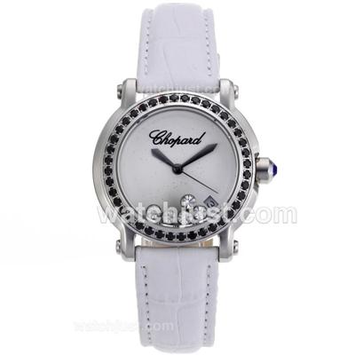 Chopard Happy Sport Black Diamond Bezel with White Dial-Sapphire Glass