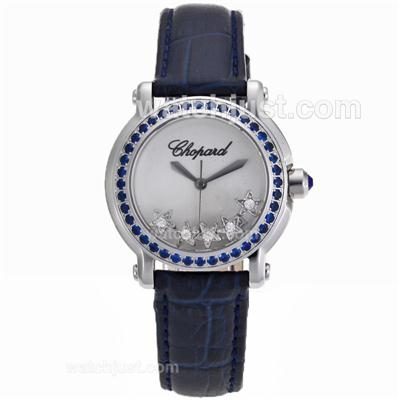 Chopard Happy Sport Blue Diamond Bezel with White Dial-Sapphire Glass