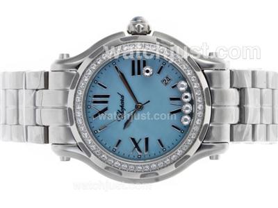 Chopard Happy Sport Diamond Bezel with Blue MOP Dial S/S-Lady Size