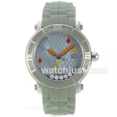 Chopard Happy Sport Green Bezel and Blue mop Dial with Rubber Strap-Sapphire Glass