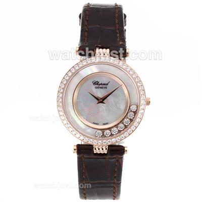 Chopard Happy Sport Rose Gold Case Diamond Bezel with MOP Dial-Leather Strap