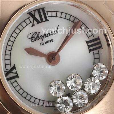 Chopard Happy Sport Rose Gold Case Diamond Bezel with MOP Dial-Leather Strap