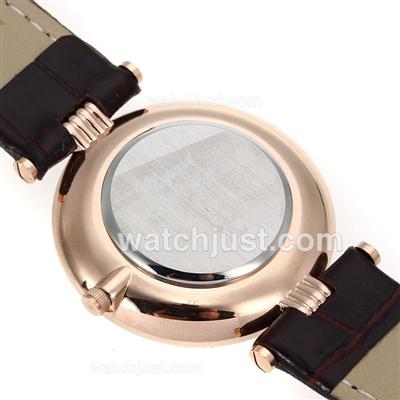Chopard Happy Sport Rose Gold Case Diamond Bezel with MOP Dial-Leather Strap