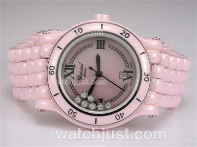 Chopard Happy Sport Swiss ETA Movement Authentic Pink Ceramic Case and Strap with Pink Dial Lady Model