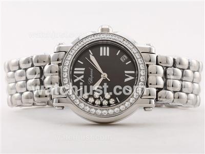 Chopard Happy Sport Swiss ETA Movement Black Dial with Diamond Bezel - Lady Size