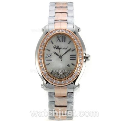 Chopard Happy Sport Two Tone Diamond Bezel with White MOP Dial S/S-Lady Size