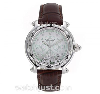 Chopard Happy Sport White Dial with Brown Leather Strap-Sapphire Glass