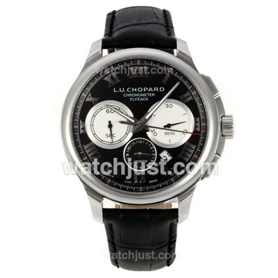 Chopard LUC Automatic Roman Markers with Black Dial-Leather Strap