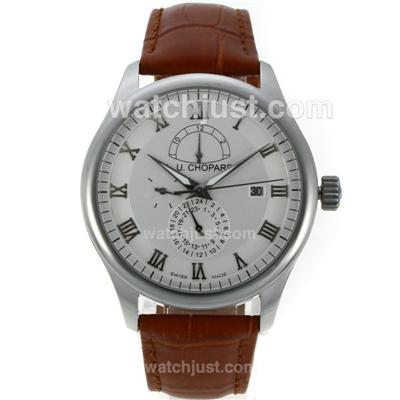 Chopard LUC Automatic Roman Markers with White Dial-Leather Strap