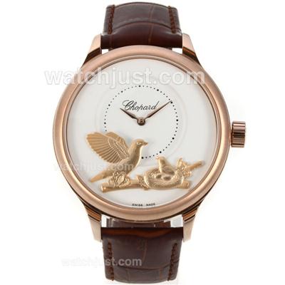 Chopard L.U.C Collection Automatic Rose Gold Case with White Dial-Leather Strap