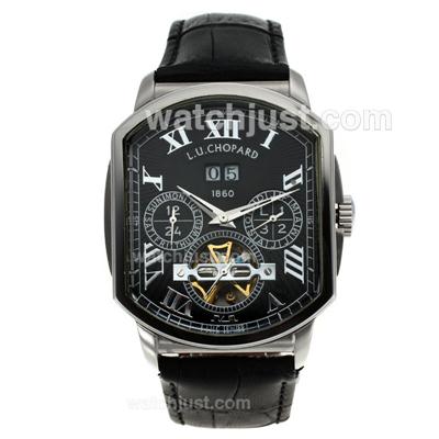 Chopard L.U.C Fleurier Tourbillon Automatic with Black Dial-Leather Strap