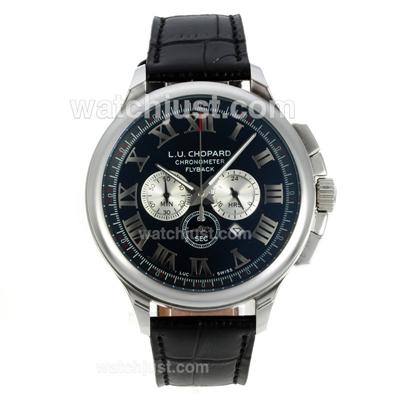 Chopard LUC Flyback Working Chronograph with Black Dial-Leather Strap