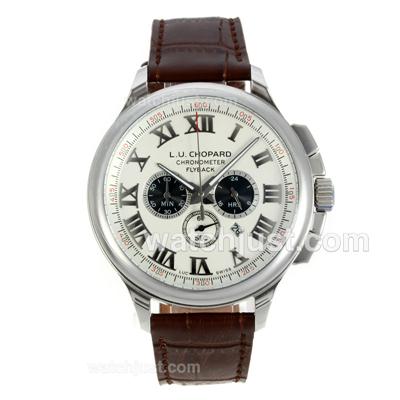 Chopard LUC Flyback Working Chronograph with White Dial-Leather Strap