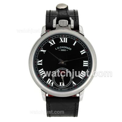 Chopard LUC Manual Winding Roman Markers with Black Dial-Leather Strap
