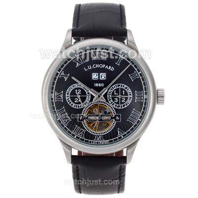 Chopard L.U.C Tourbillon Automatic with Black Dial-Leather Strap