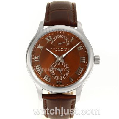 Chopard LUC Working Power Reserve Automatic Roman Markers with Brown Dial and Leather Strap