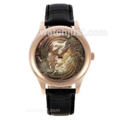 Chopard LUC XP Urushi Phoenix Rose Gold Case with Black Leather Strap