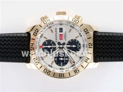 Chopard Mille Miglia Chrono GMT Swiss Valjoux 7750 Movement Gold Case with White Dial