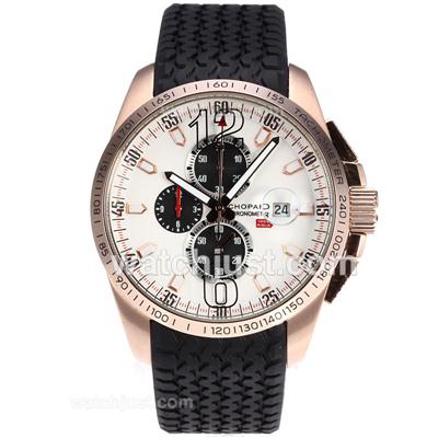 Chopard Mille Miglia GT XL Working Chronograph Rose Gold Case with White Dial-Rubber Strap