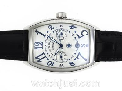 Franck Muller Casablanca Automatic with White Dial-Leather Strap