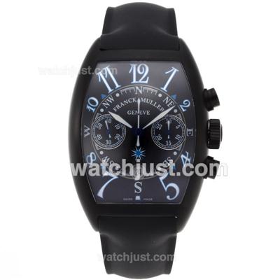 Franck Muller Casablanca Chronograph Swiss Valjoux 7750 Movement PVD Case with Black Dial-Rubber Strap