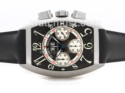 Franck Muller Casablanca Chronograph Swiss Valjoux 7750 Movement with Black Dial-Rubber Strap