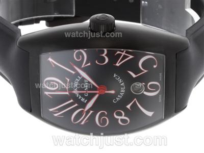 Franck Muller Casablanca Swiss ETA 2824 Movement PVD Case with Black Dial-Rubber Strap