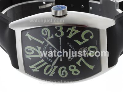 Franck Muller Casablanca Swiss ETA 2824 Movement with Black Dial-Rubber Strap