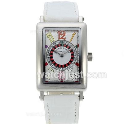 Franck Muller Casablanca White Dial with Leather Strap-Medium Size