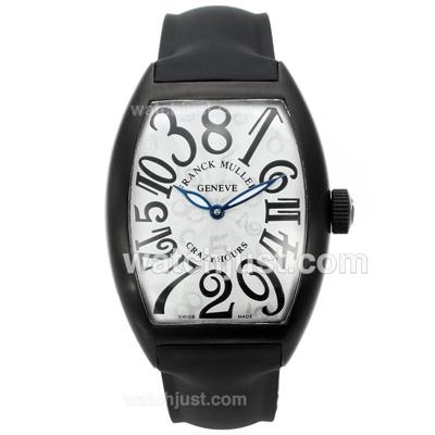 Franck Muller Crazy Hours Automatic PVD Case with White Dial-Rubber Strap