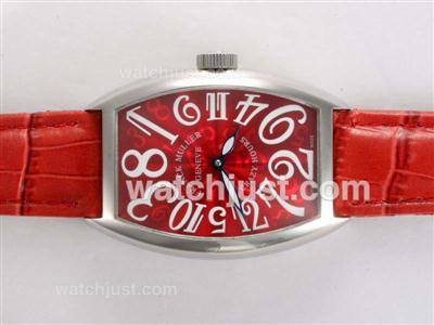 Franck Muller Crazy Hours Automatic with Red Dial and Strap