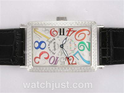 Franck Muller Crazy Hours Color Dreams Automatic Diamond Bezel with White Dial