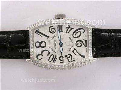 Franck Muller Crazy Hours Swiss ETA 2892 Movement Diamond Bezel with White Dial