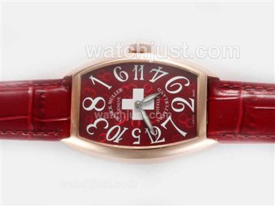 Franck Muller Crazy Hours Totally Switzerland Automatic Rose Gold Case with Red Dial