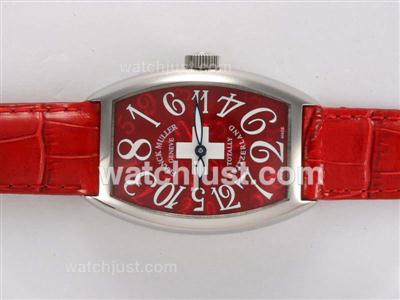 Franck Muller Crazy Hours Totally Switzerland Automatic with Red Dial and Strap